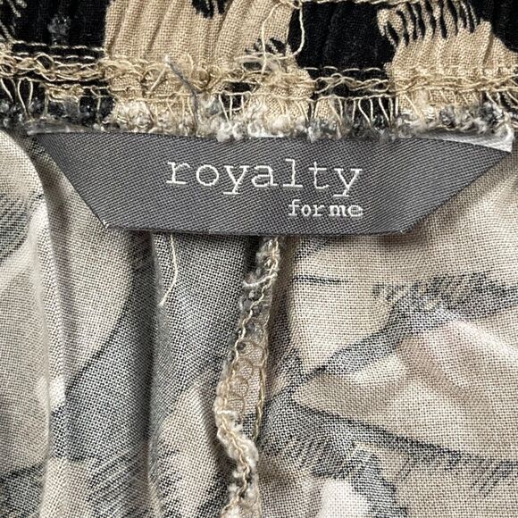 Royalty For Me Pants Womens Large Tan Tropical Leaf Wide Straight Leg Rayon - Picture 14 of 16